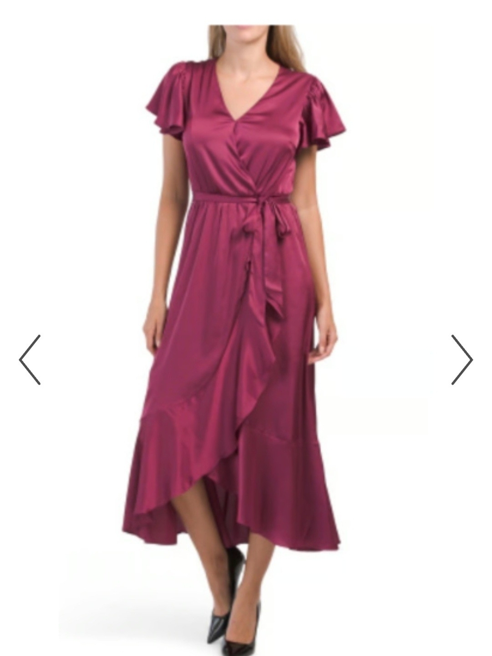Nicole Miller Satin Wrap Midi Dress in Pink XL